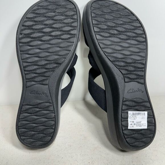 Clarks Cloud Steppers Black Arla Dristi Jersey Slide Sandals 11M - Picture 7 of 8